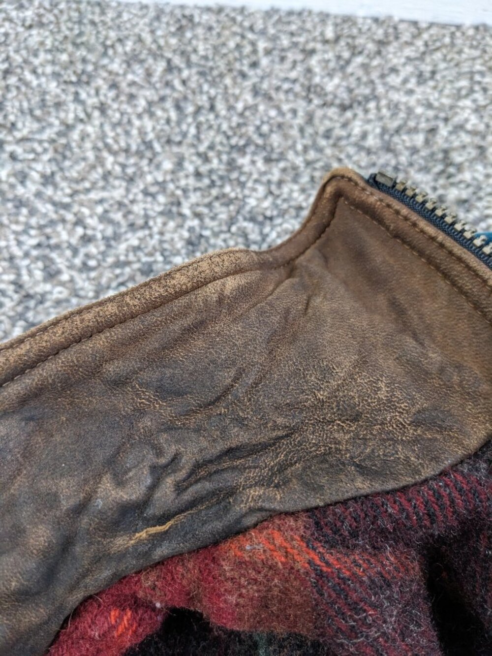 Vintage LL Bean Jacket Suede Collar Wool Blanket Lined Bomber Mens Large US Made - Picture 10 of 15